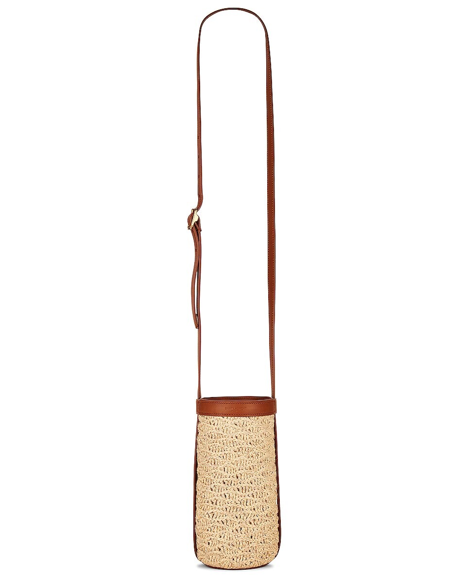 

Сумка кросс-боди Saint Laurent Raffia Bottle, цвет Naturale & Brick