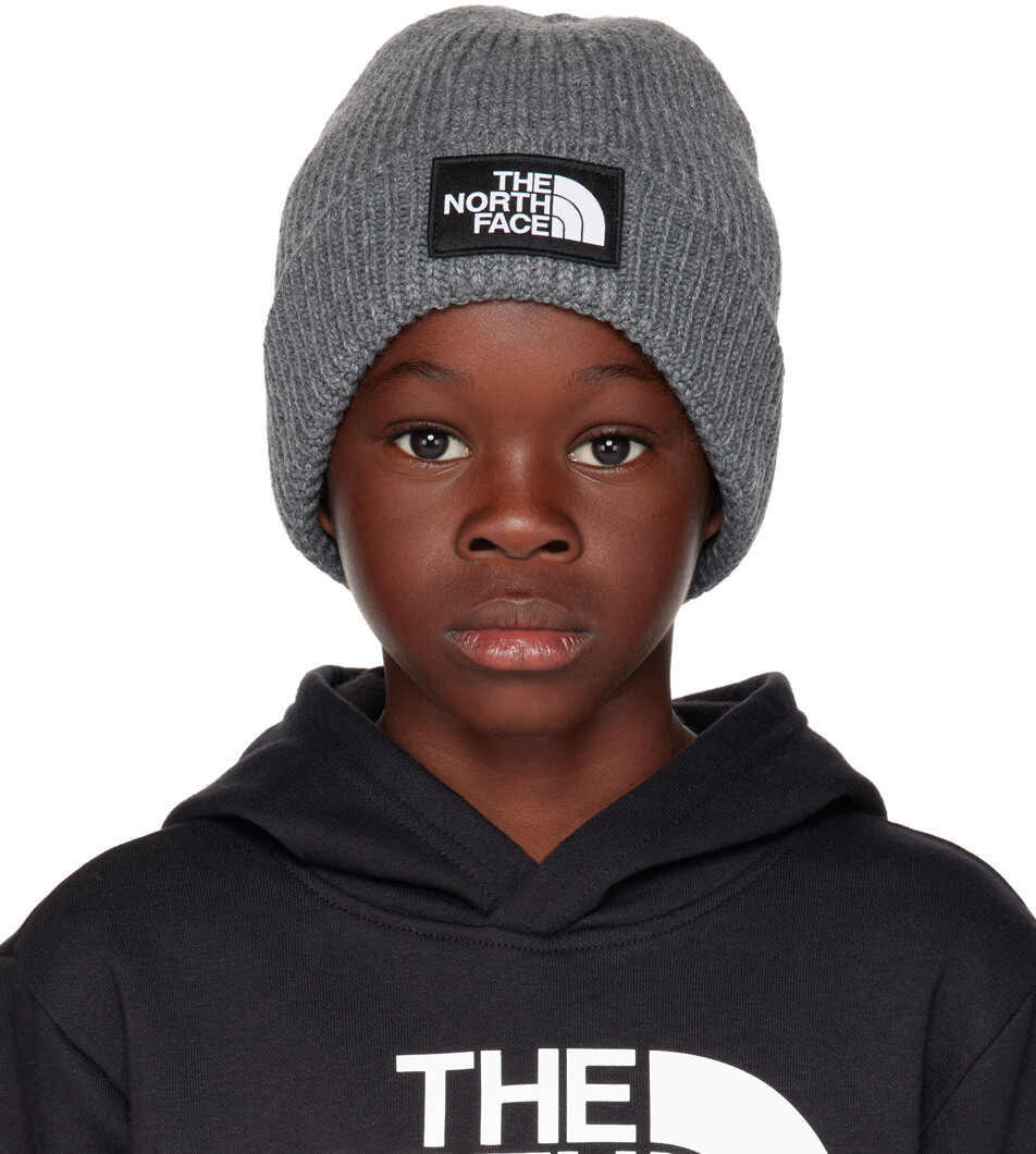 

Детская серая шапка с логотипом Box TNF среднего серого цвета The North Face Kids
