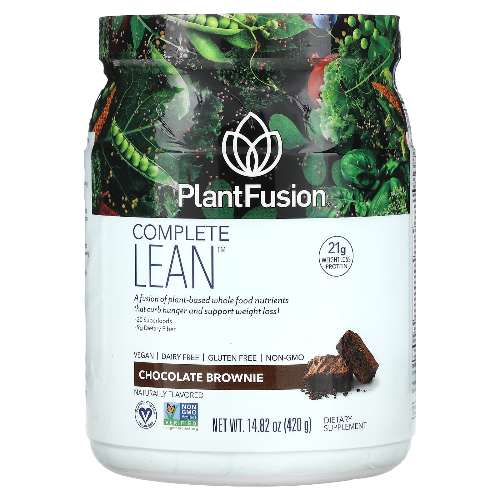 

Complete Lean, шоколадный брауни, 420 г (14,82 унции), PlantFusion