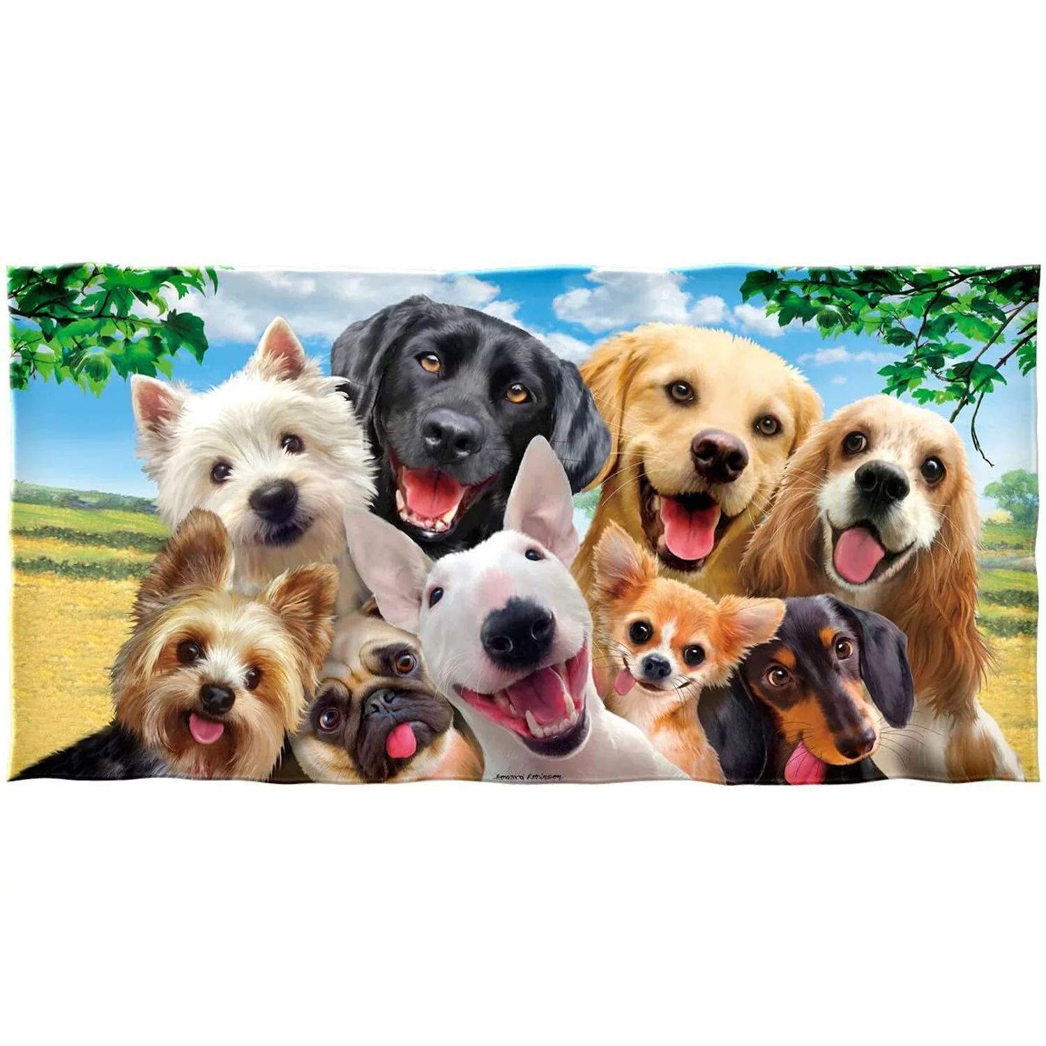 

Пляжное полотенце Selfie Dogs для женщин, девочек, детей, мужчин с принтом