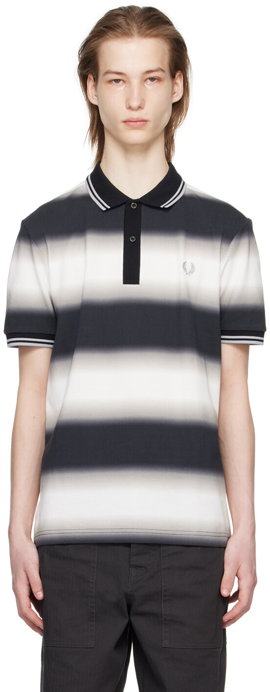 

Черно-белая рубашка-поло в полоску Fred Perry