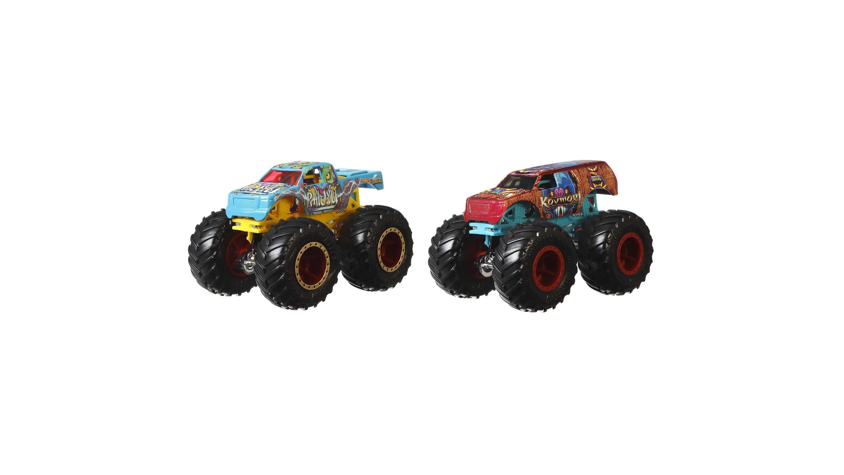 Hot Wheels Monster Trucks 1:64, литой под давлением, набор из 2 предметов трамплин hot wheels передвижной трамплин monster trucks downhill race