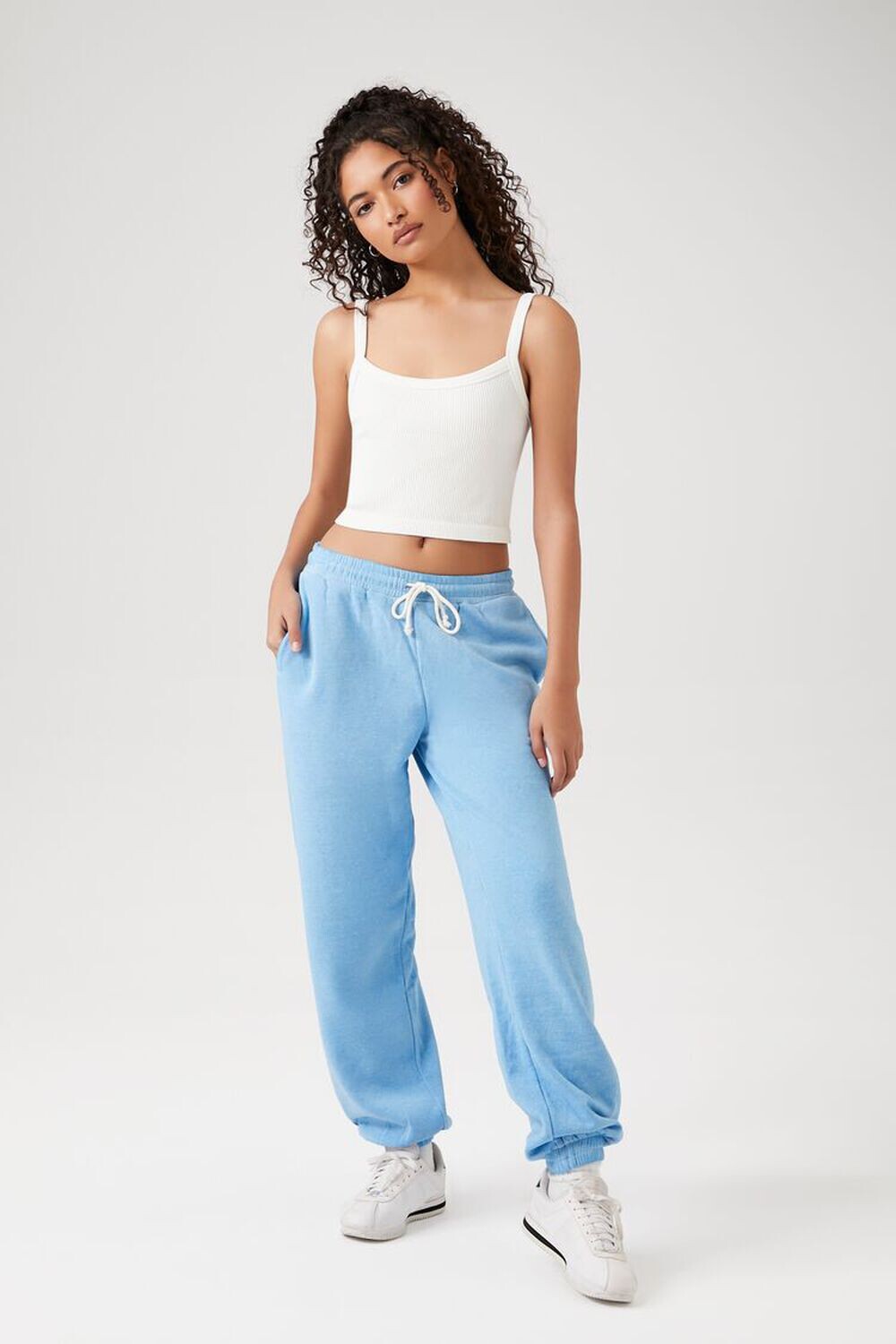 

Джоггеры с кулиской и минеральной стиркой Forever 21, синий