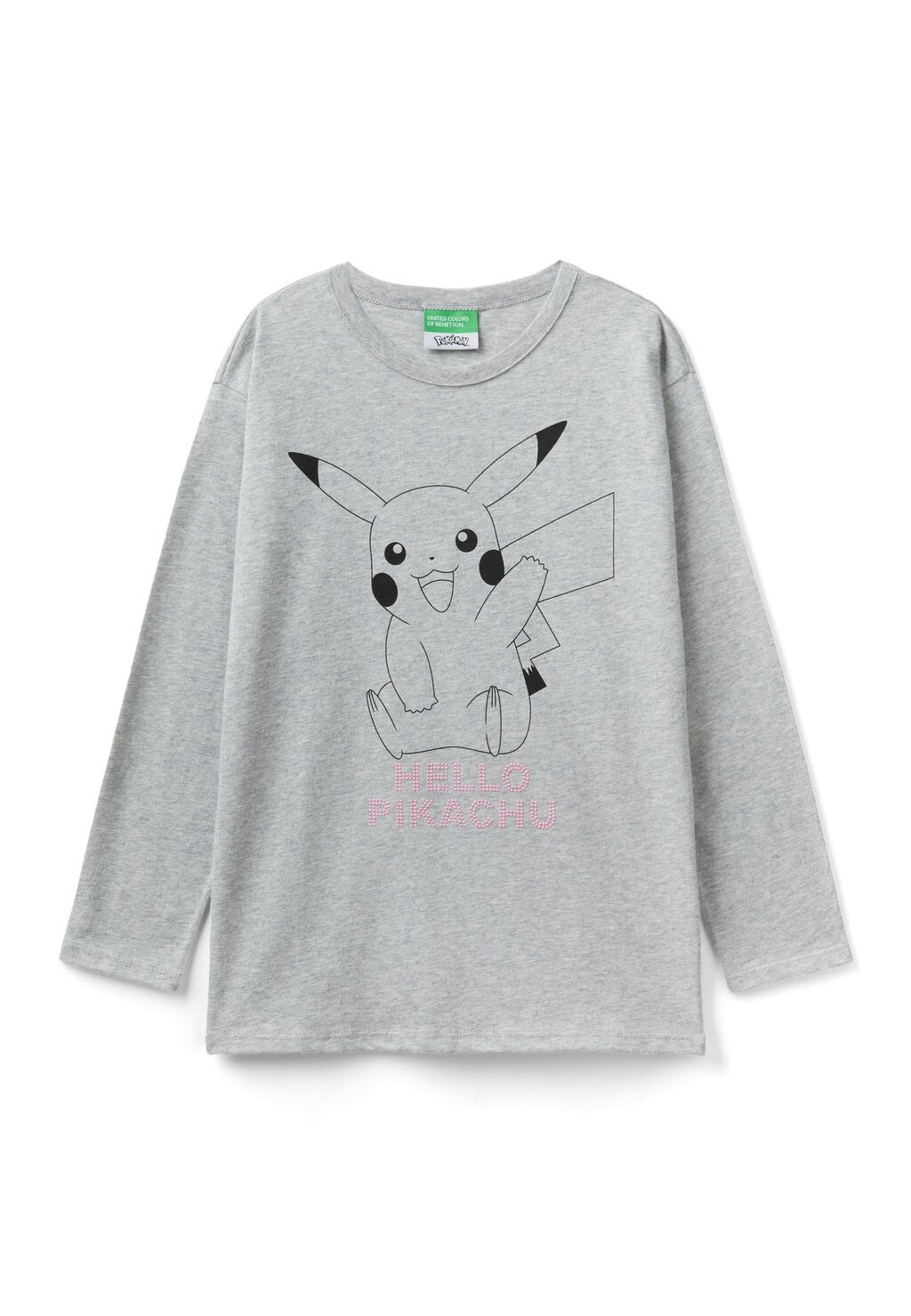 

Рубашка с длинными рукавами Slightly Dropped Shoulder, Print & Small Studs Transfert Artwork, Comfortable Fit, Under Hipbone Length United Colors of Benetton, цвет grey