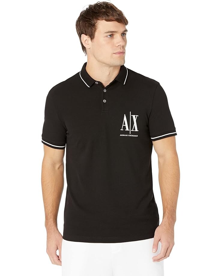 

Поло Armani Exchange Pique with Embroidered AX Logo, черный