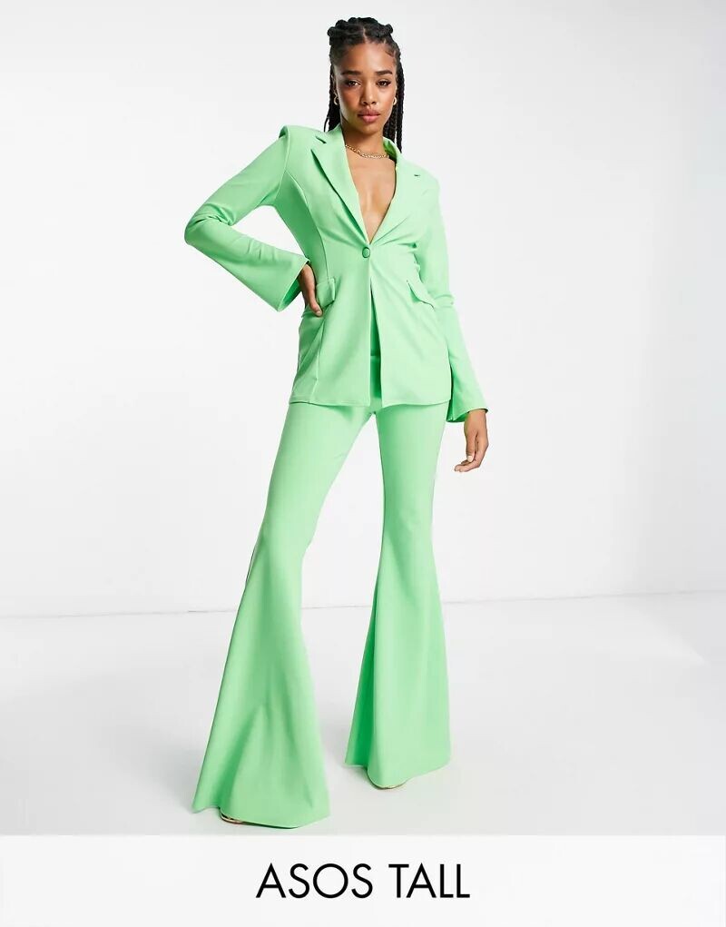 

Летние зеленые расклешенные брюки из джерси ASOS Tall