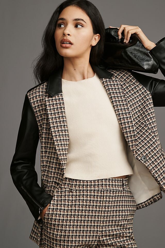 

Блейзер Anthropologie из смешанной ткани menswear, черный мотив