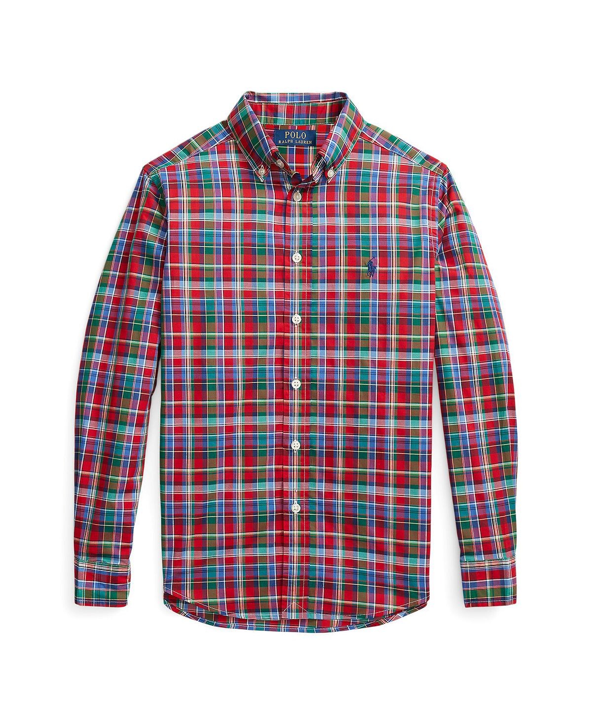 

Рубашка из хлопкового поплина в клетку для мальчиков Big Boys Polo Ralph Lauren