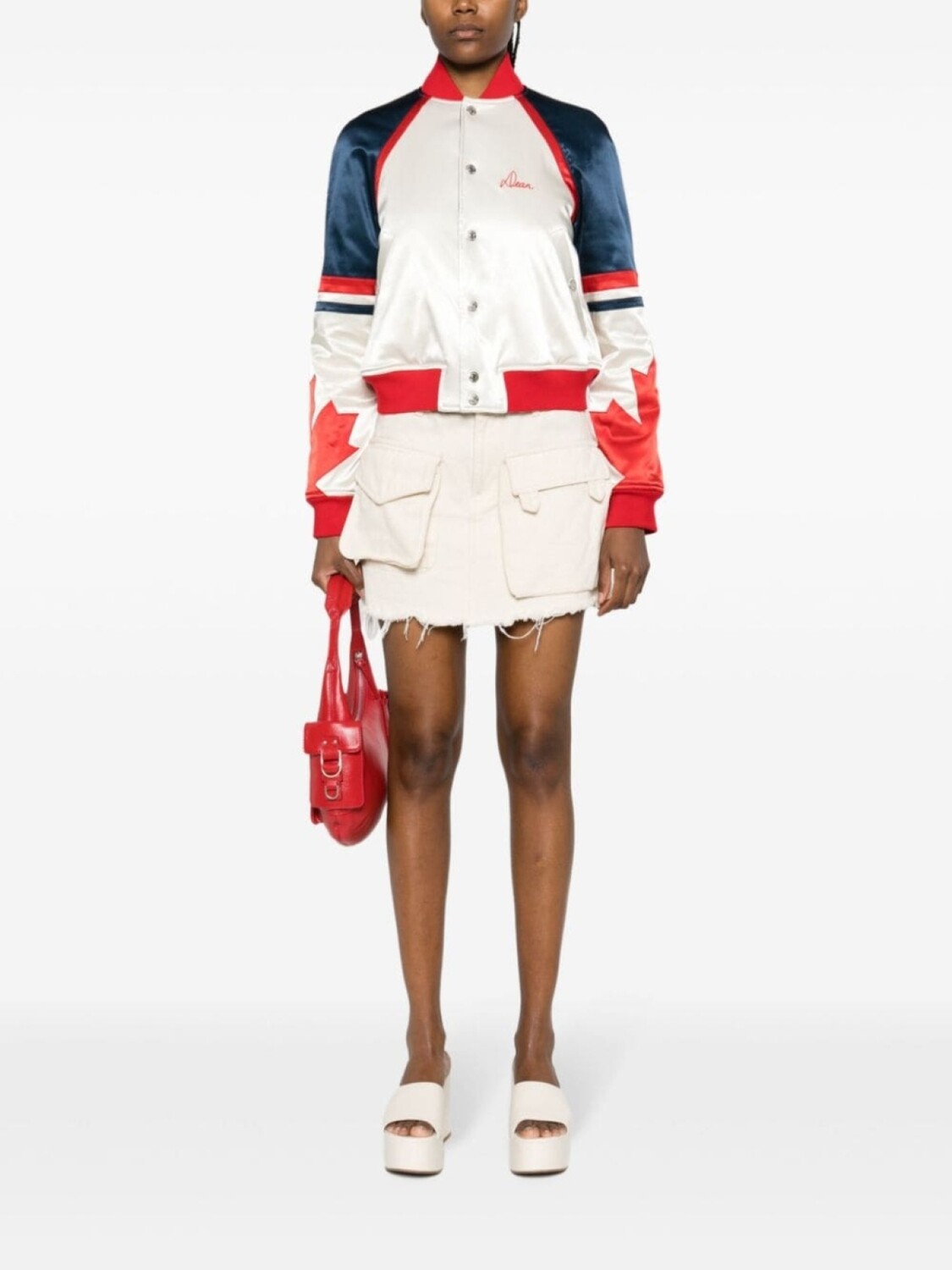 

Dsquared2 атласный бомбер в стиле колор-блок, нейтральный цвет