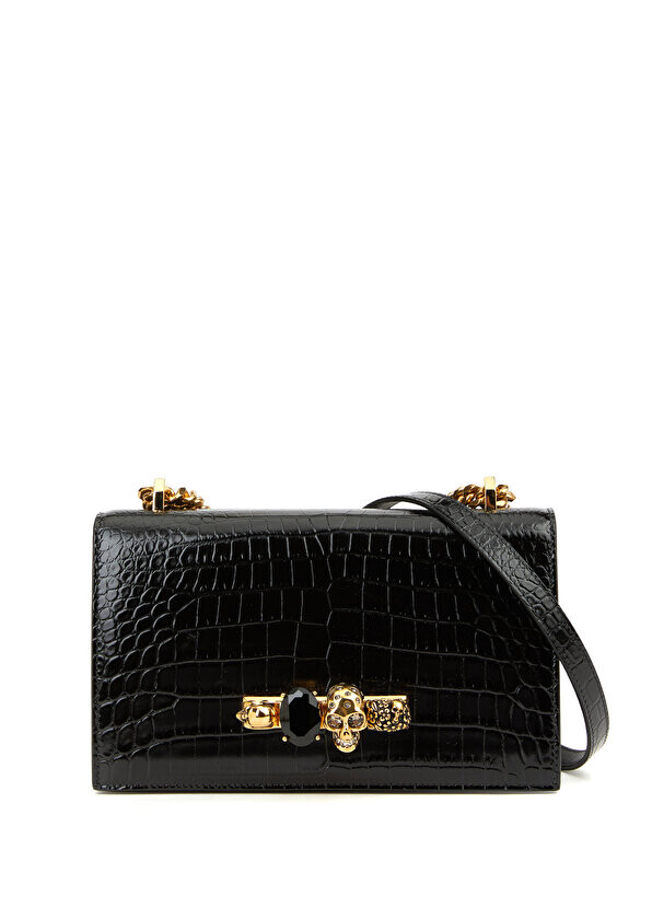 

Черная женская кожаная сумка с драгоценными камнями Alexander McQueen