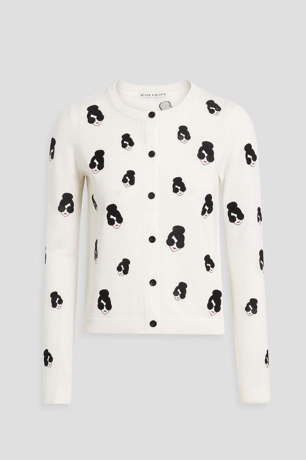 

Кардиган из смесовой шерсти с вышивкой Ruthy Stace ALICE + OLIVIA, белый