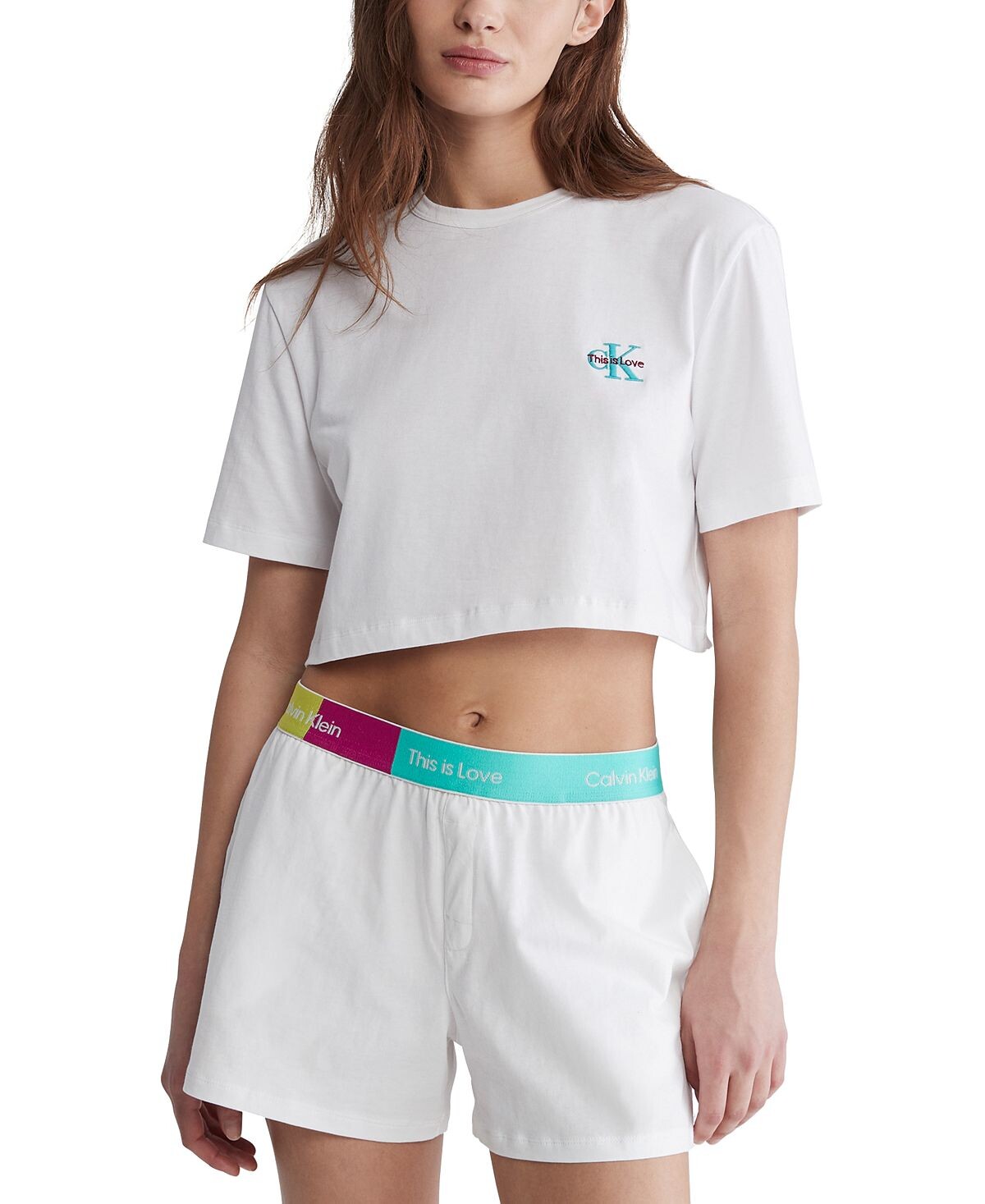 

Женская хлопковая футболка Pride This Is Love QS6969 Calvin Klein, белый