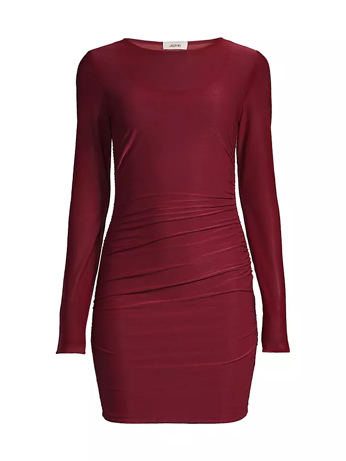 

Мини-платье из прозрачного джерси с длинными рукавами Jason Wu, цвет burgundy