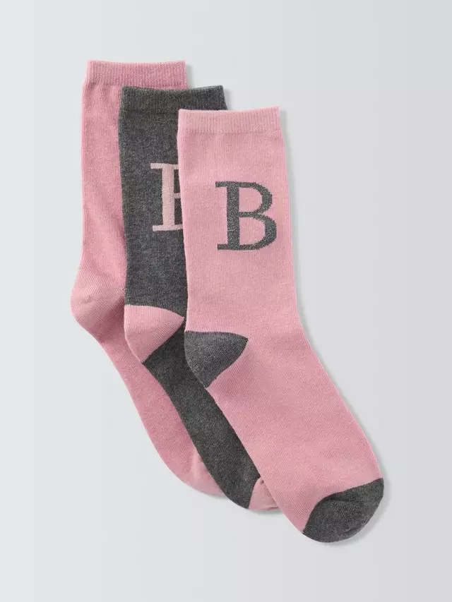 

Носки John Lewis Christmas Alphabet Organic Cotton Mix Ankle 3 шт, цвет pink/grey/b