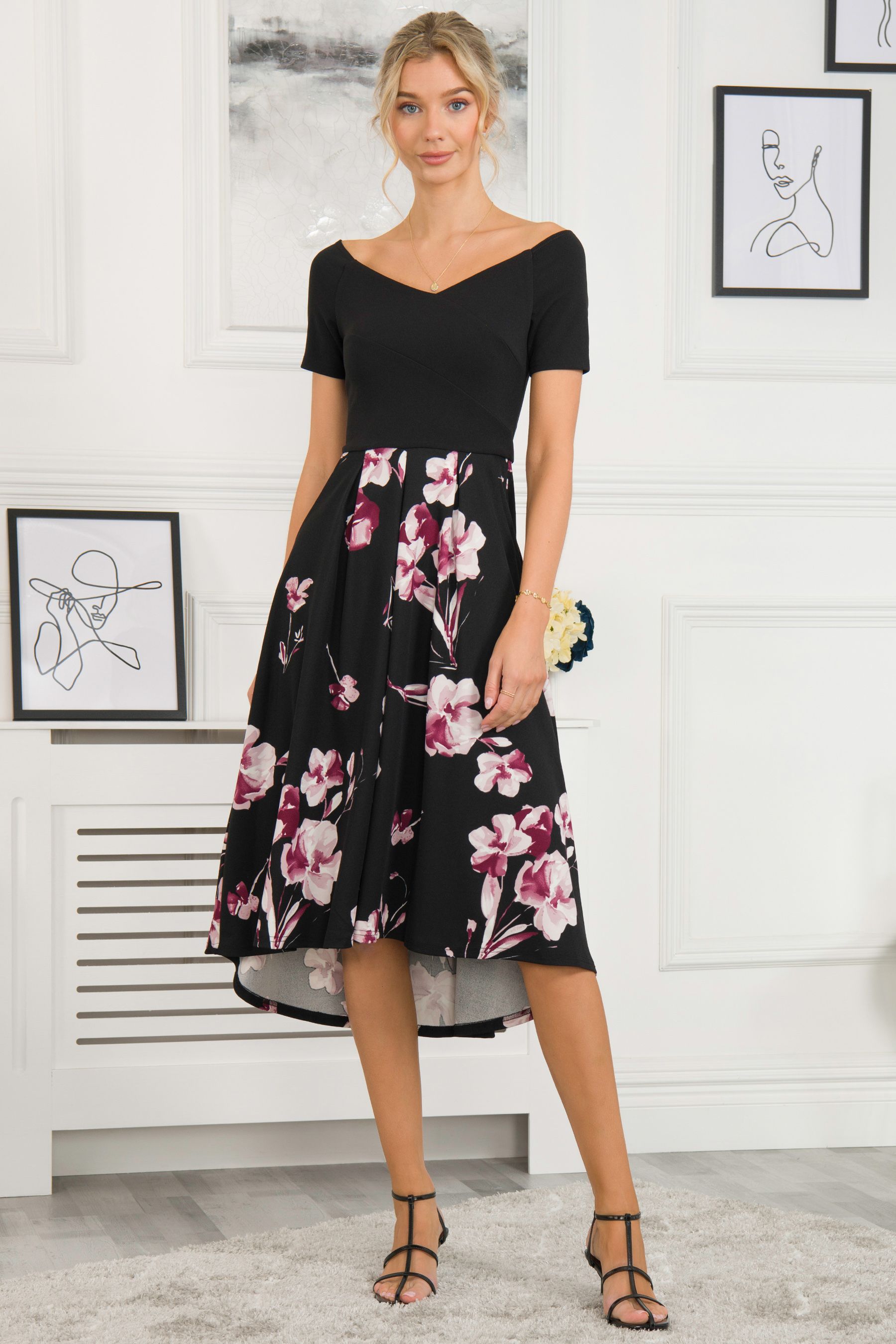 цена Черное платье миди Vianna 2в1 с контрастной отделкой Jolie Moi, черный