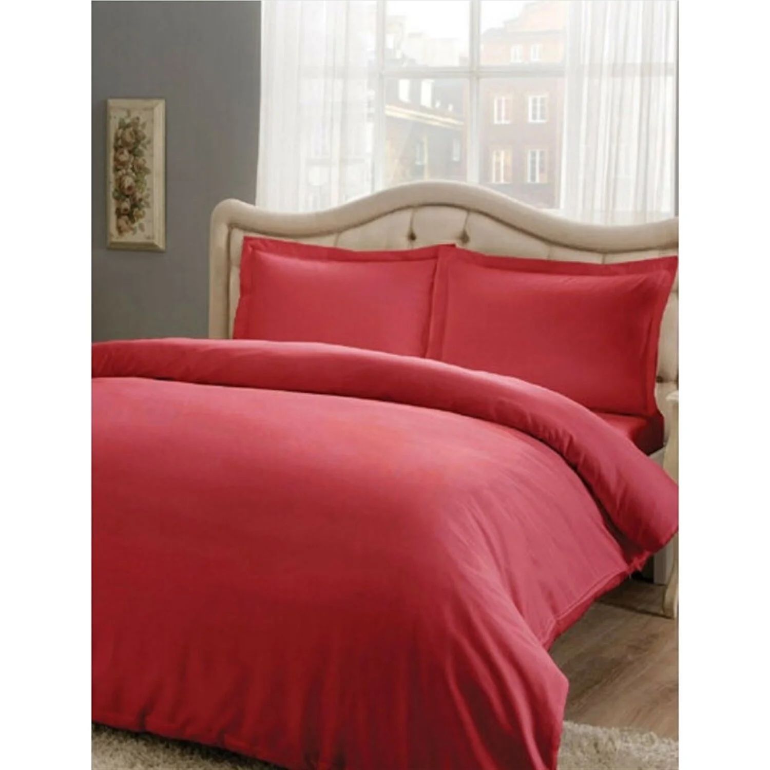 Базовый Комплект постельного белья Tac красного цвета из хлопкового атласа