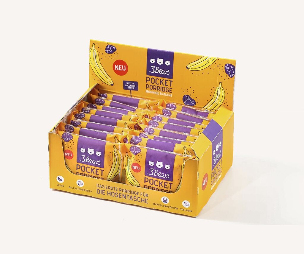 

3Bears Pocket Porridge Овсяные батончики с маком и бананом - 16 батончиков