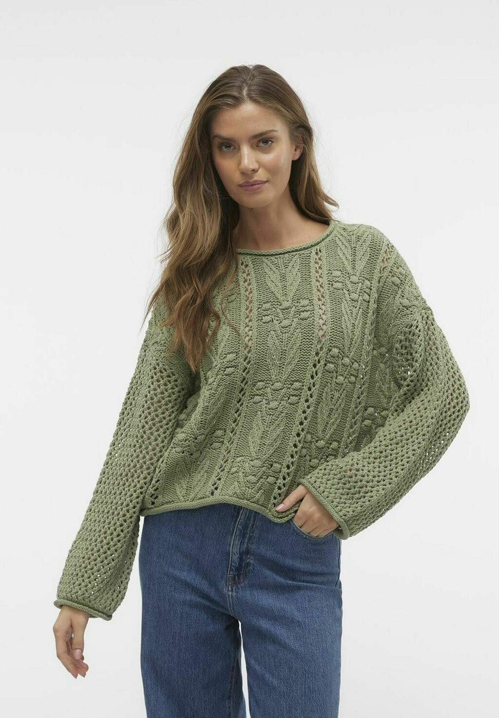 

Вязаный свитер VMSANTORINI Vero Moda, цвет hedge green