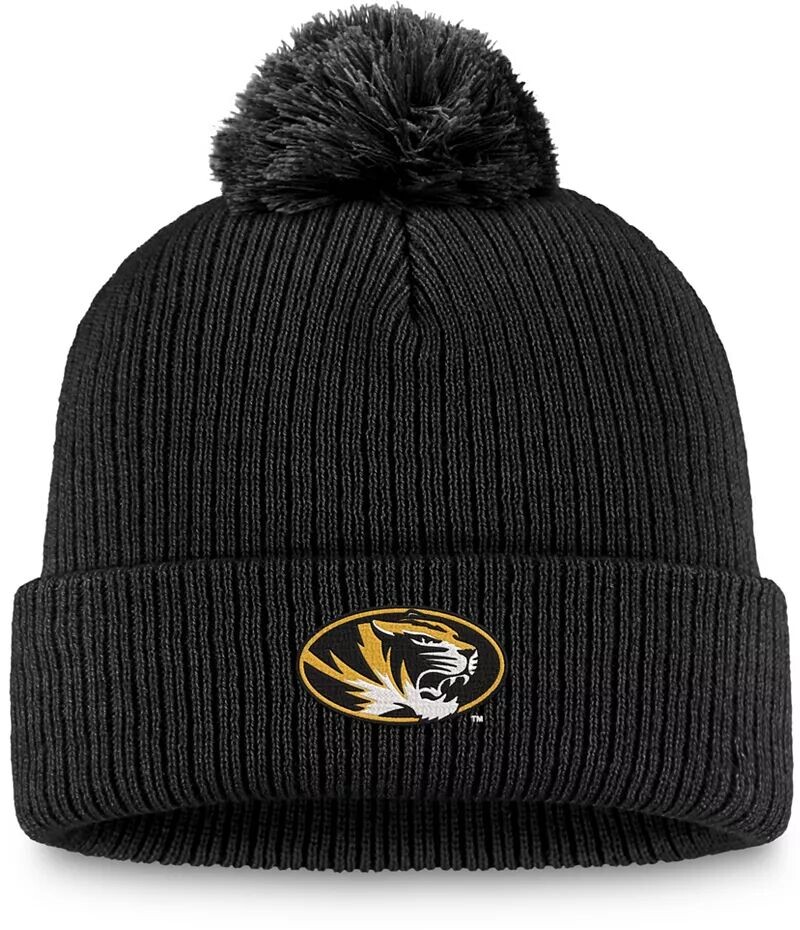 

Черная вязаная шапка с манжетами и помпонами Top of the World Missouri Tigers