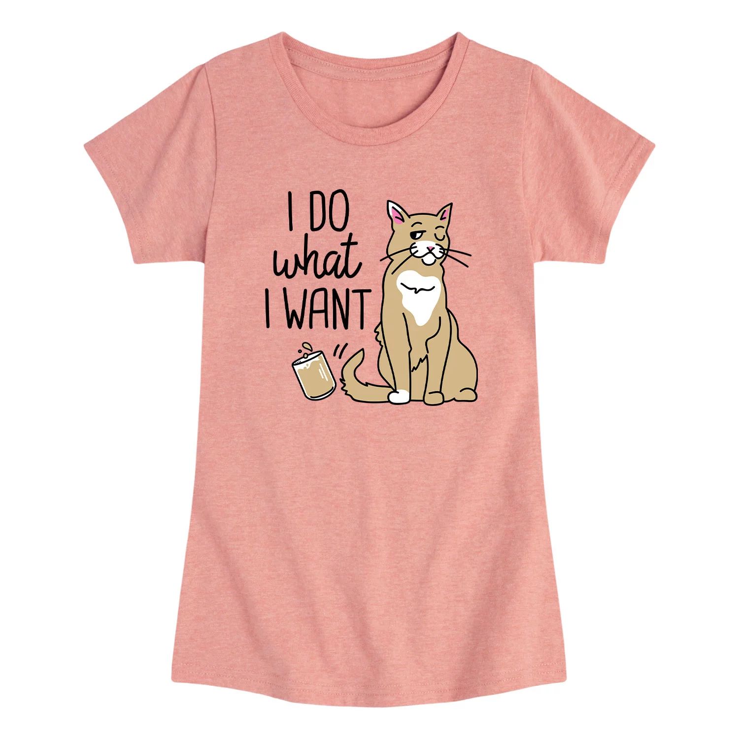 Футболка с рисунком кота «Я делаю то, что хочу» для девочек 7–16 лет Licensed Character printio футболка с полной запечаткой для девочек я делаю то что хочу акула