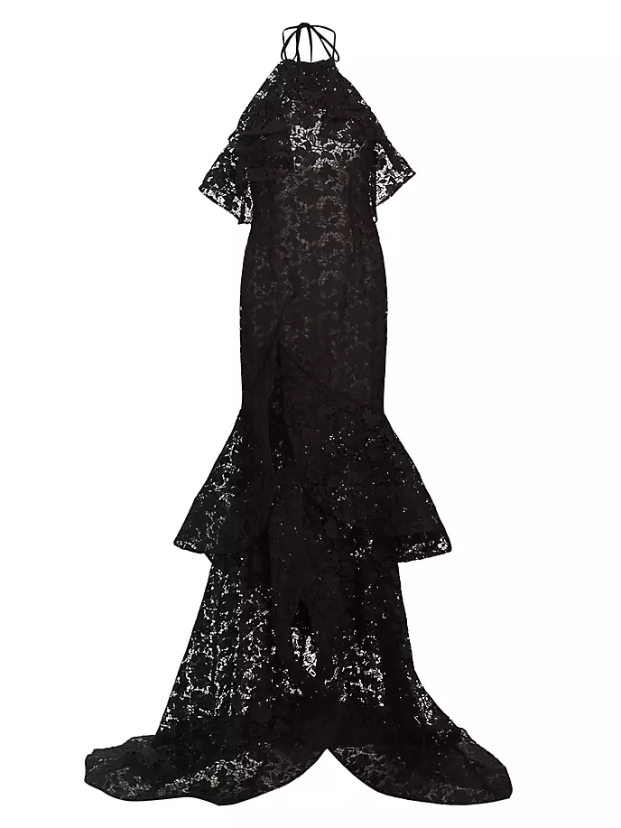 

Платье с кружевом и бретельками Gardenia Oscar De La Renta, черный