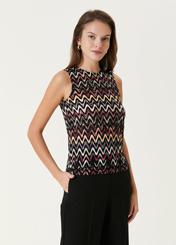 

Черная шерстяная блузка с зигзагообразным узором Missoni