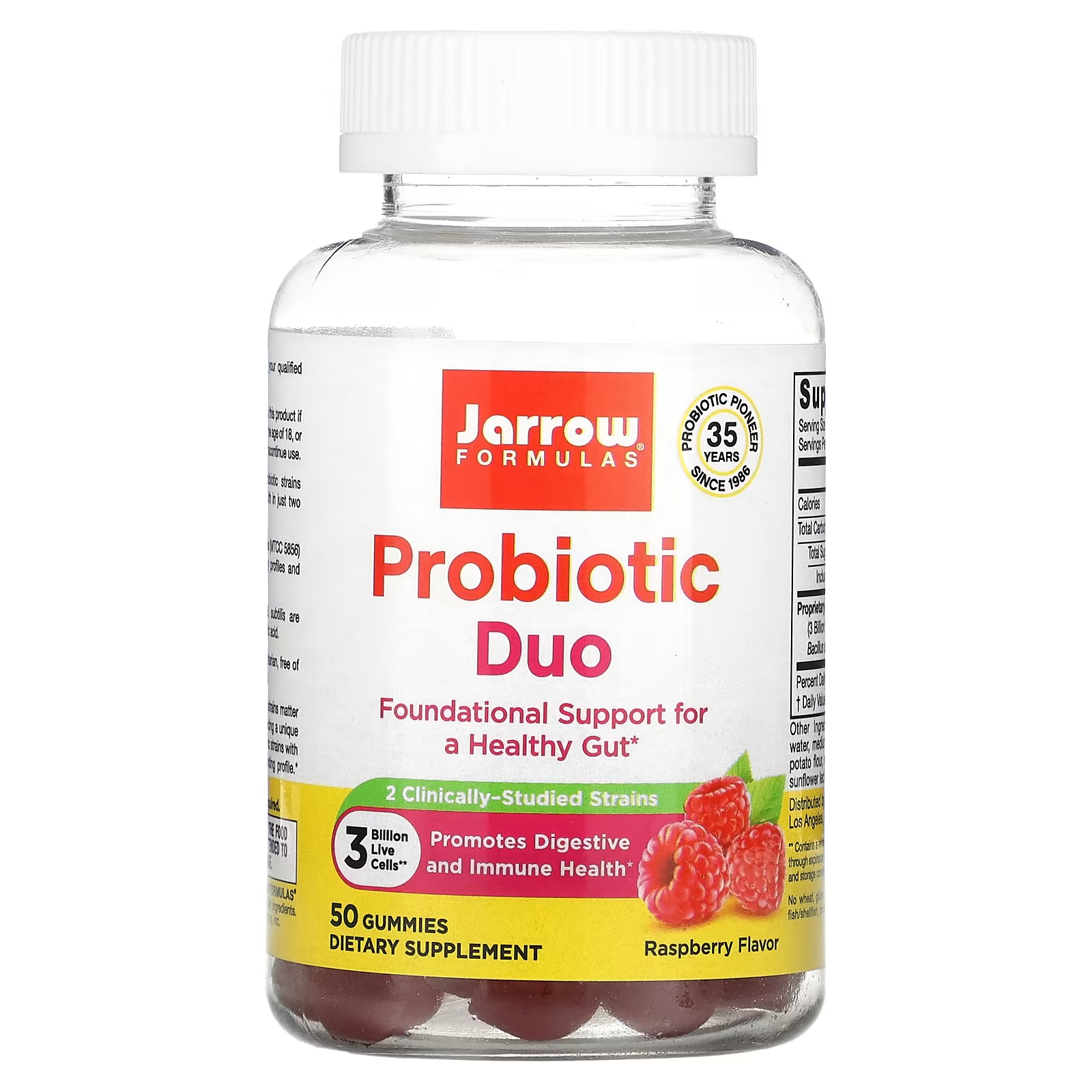 Jarrow Formulas Пробиотический дуэт с малиной, 3 миллиарда 50 жевательных таблеток