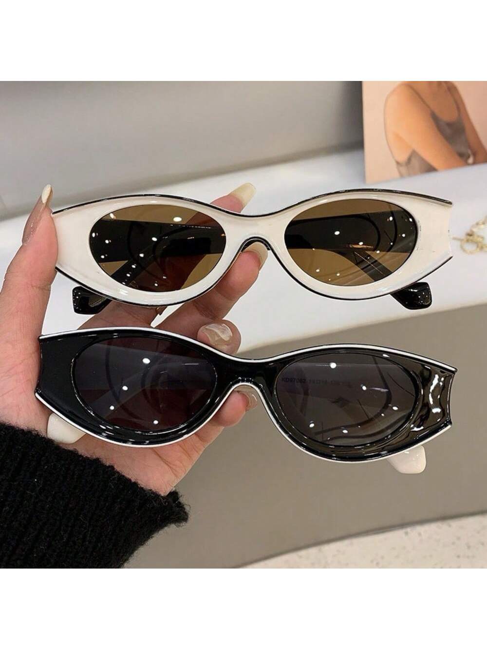 цена 1 шт. модные блестящие солнцезащитные очки в маленькой оправе в форме кошачьего глаза