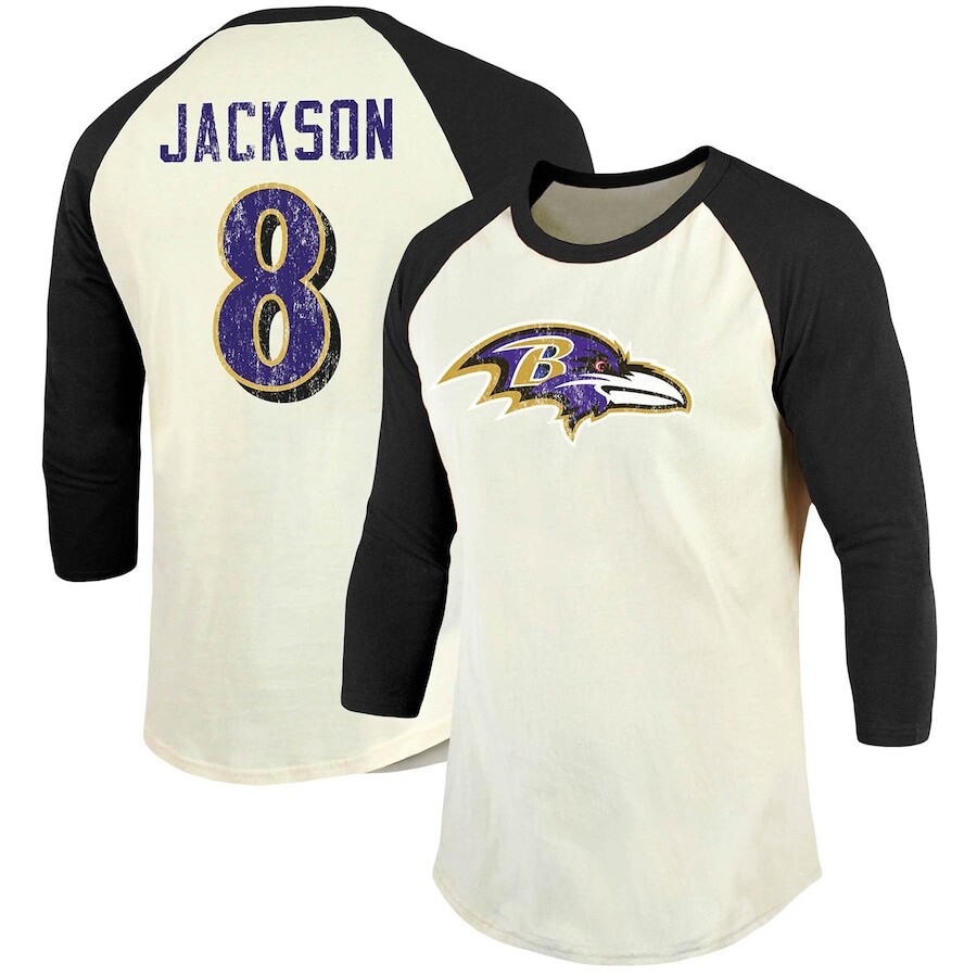 

Футболка с именем и номером Majestic Threads Baltimore Ravens, кремовый