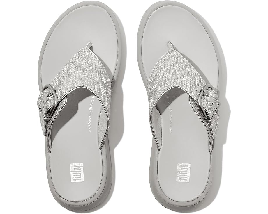 

Сандалии FitFlop F-Mode Buckle Shimmerlux Flatform Toe-Post, серебряный