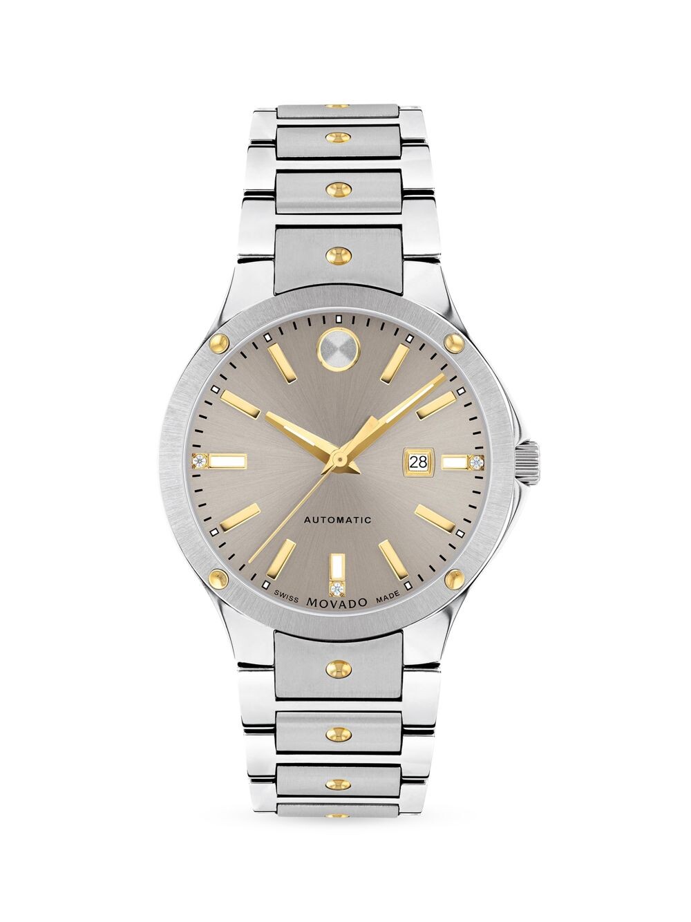 

Автоматические двухцветные часы Movado SE с браслетом из нержавеющей стали и бриллиантами Movado, серебряный