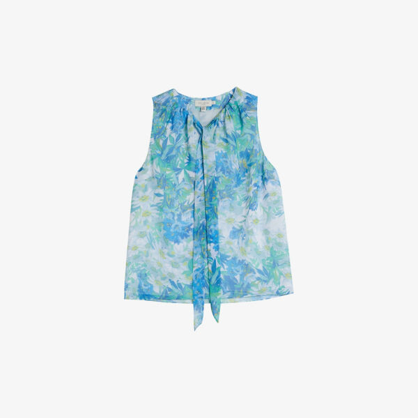 

Тканый топ без рукавов Chalote с цветочным принтом Ted Baker, белый