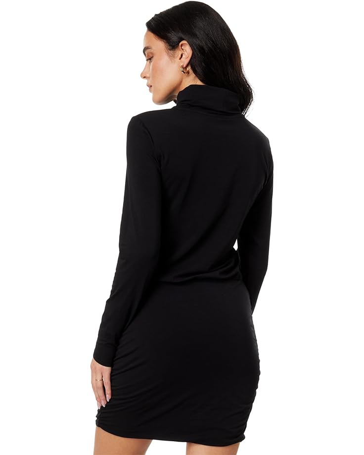 

Платье bobi Los Angeles Turtleneck Long Sleeve Shirred Skirt Dress, черный