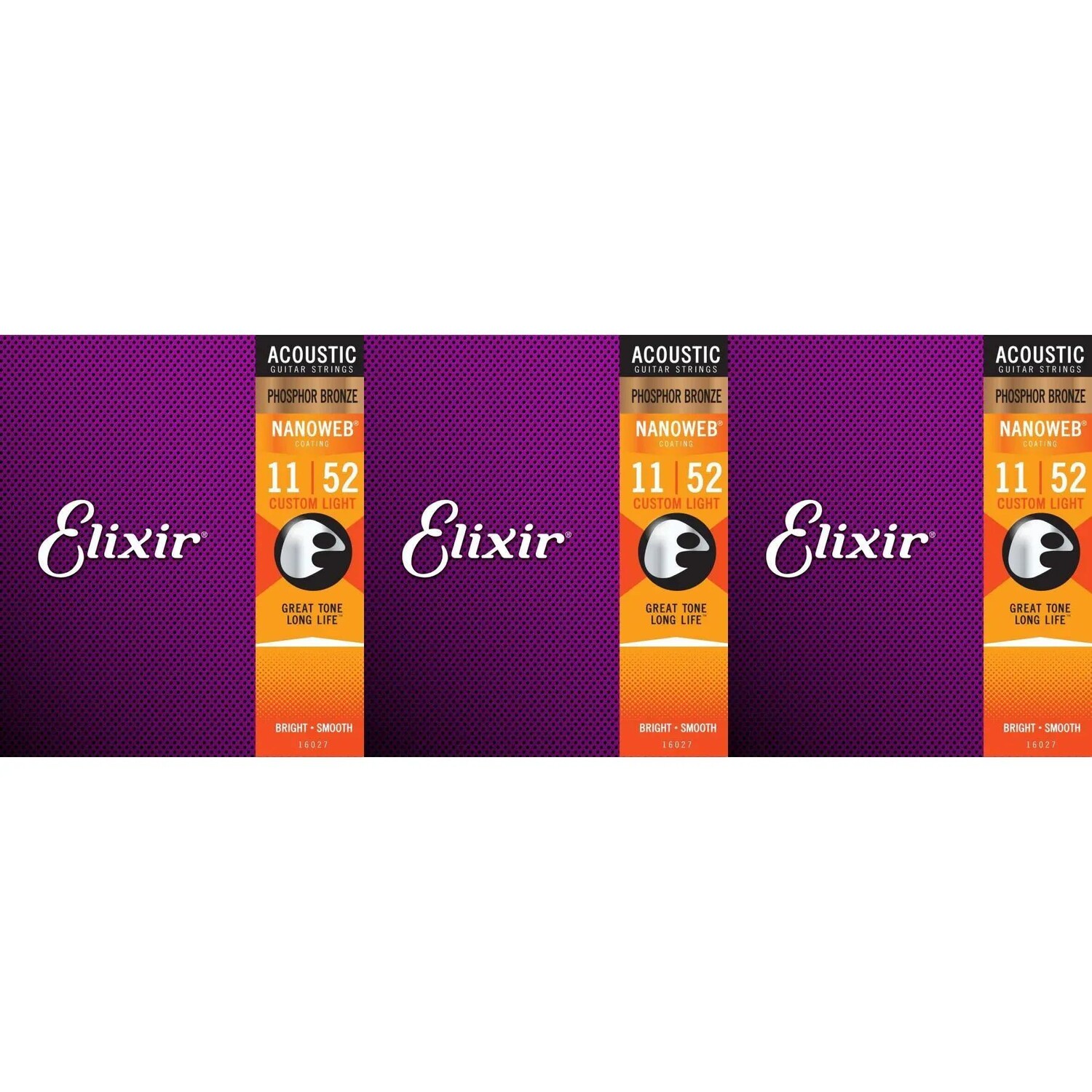 

Струны для акустической гитары Elixir Strings 16027 Nanoweb Phosphor Bronze — .011-.052 Custom Light (3 шт.)