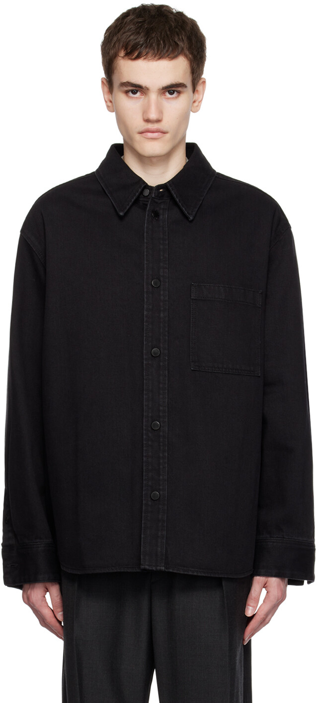 

Черная джинсовая рубашка с вышивкой Solid Homme
