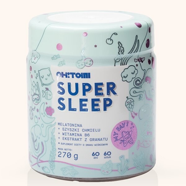 

Oh!Tomi, Super Sleep, пищевая добавка для сна с мелатонином, жевательные конфеты, 60 шт