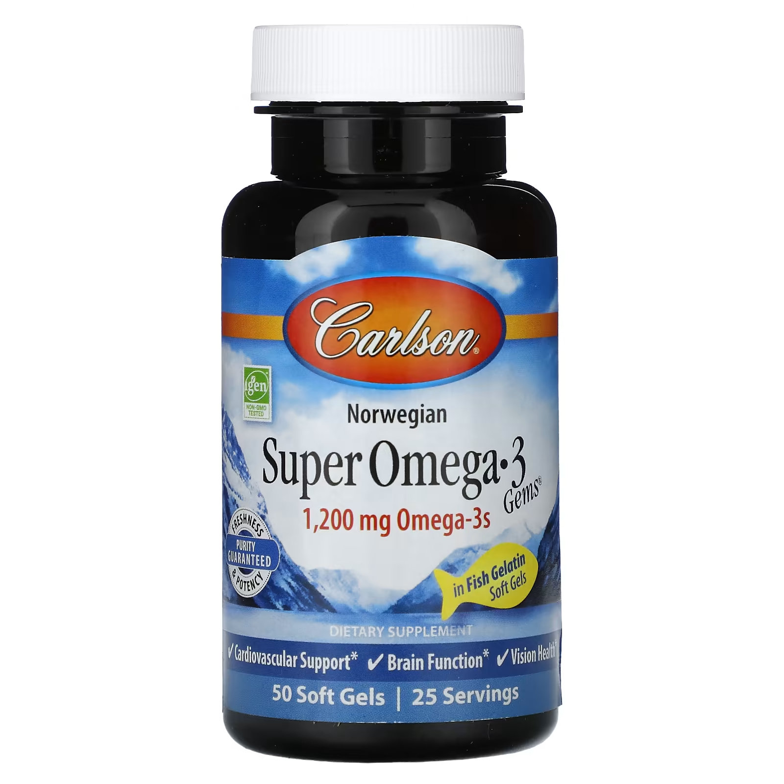 Carlson Super Omega-3 Gems 1200 мг 50 мягких таблеток (600 мг на мягкую гель) carlson cal 600 с жидкостью 600 мг 250 мягких таблеток