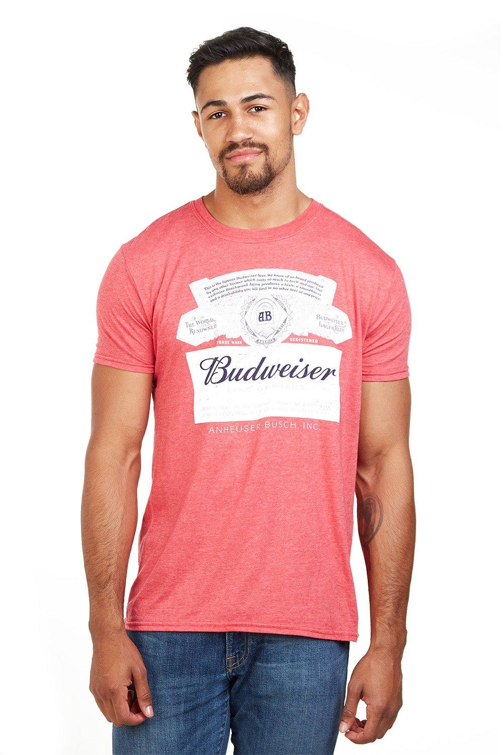 Хлопковая футболка с этикеткой Budweiser, красный