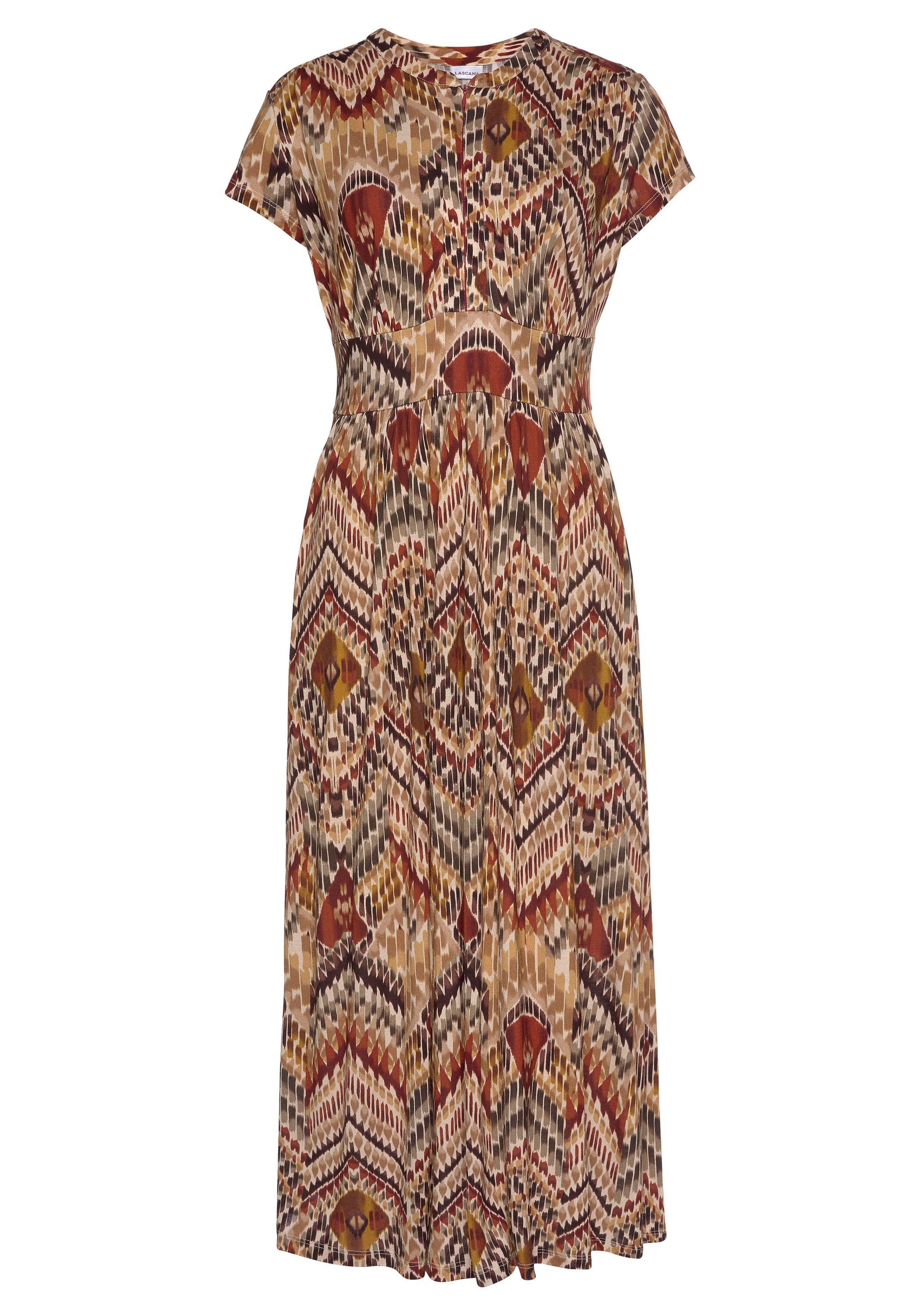 Платье LASCANA Midi, цвет braun-bedruckt платье lascana wickel цвет braun lindgrün bedruckt