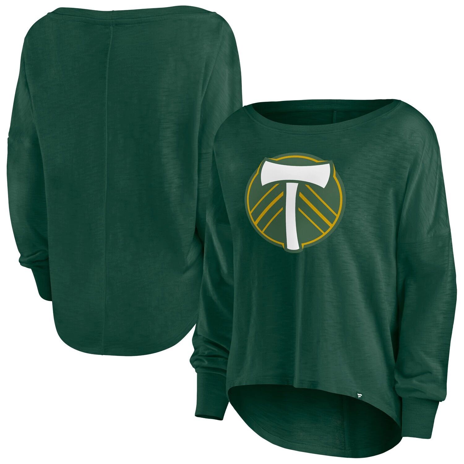 

Зеленая женская модная футболка с длинным рукавом с фирменным логотипом Portland Timbers Corner Kick Fanatics, Зеленый