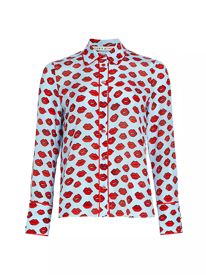

Шелковая блузка Willa Kiss Kiss Alice + Olivia, цвет kiss kiss