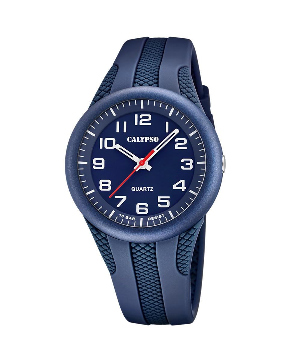 K5835/3 Мужские часы в уличном стиле, синие резиновые Calypso, синий k5843 3 мужские часы street style из каучука с зеленым ремешком calypso зеленый