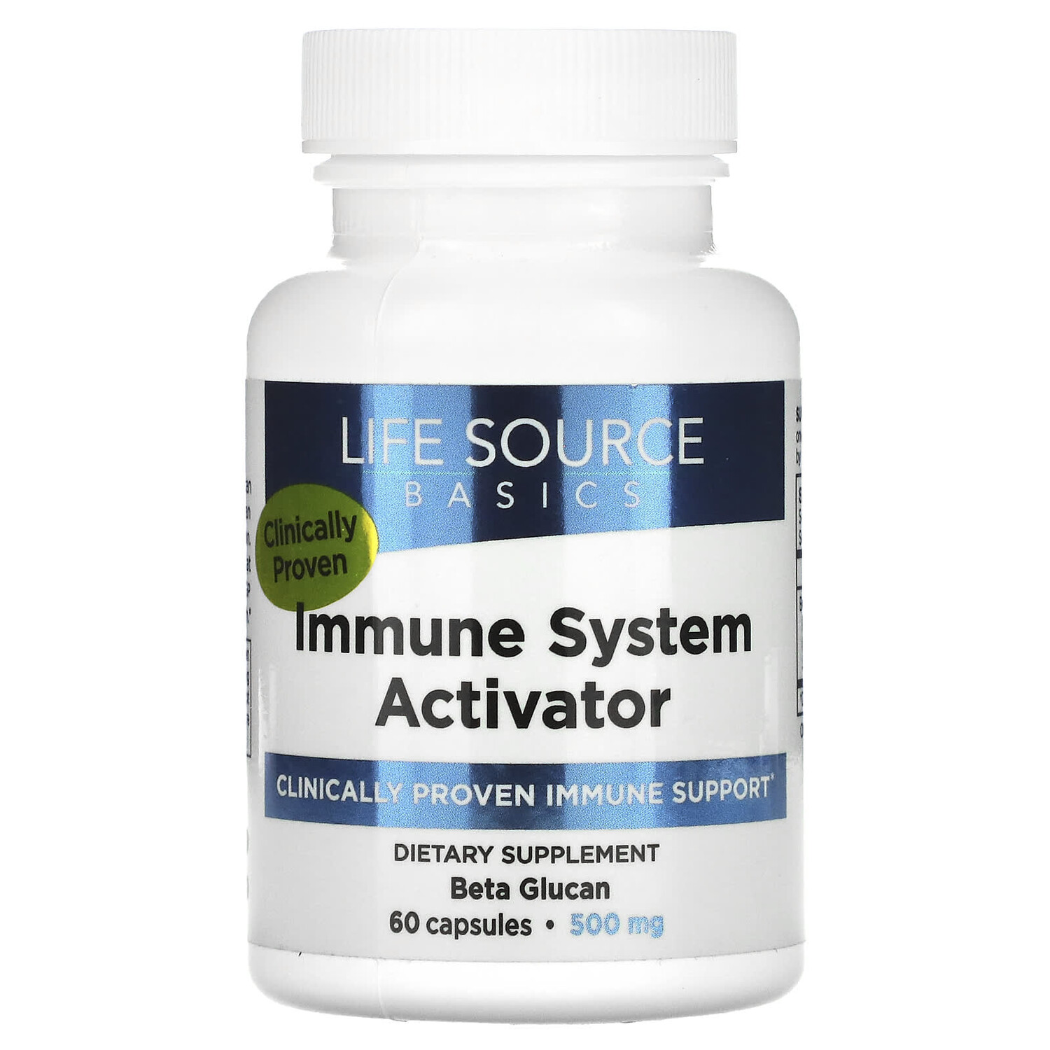 

Активатор иммунной системы, 500 мг, 60 капсул, Life Source Basics (WGP Beta Glucan)