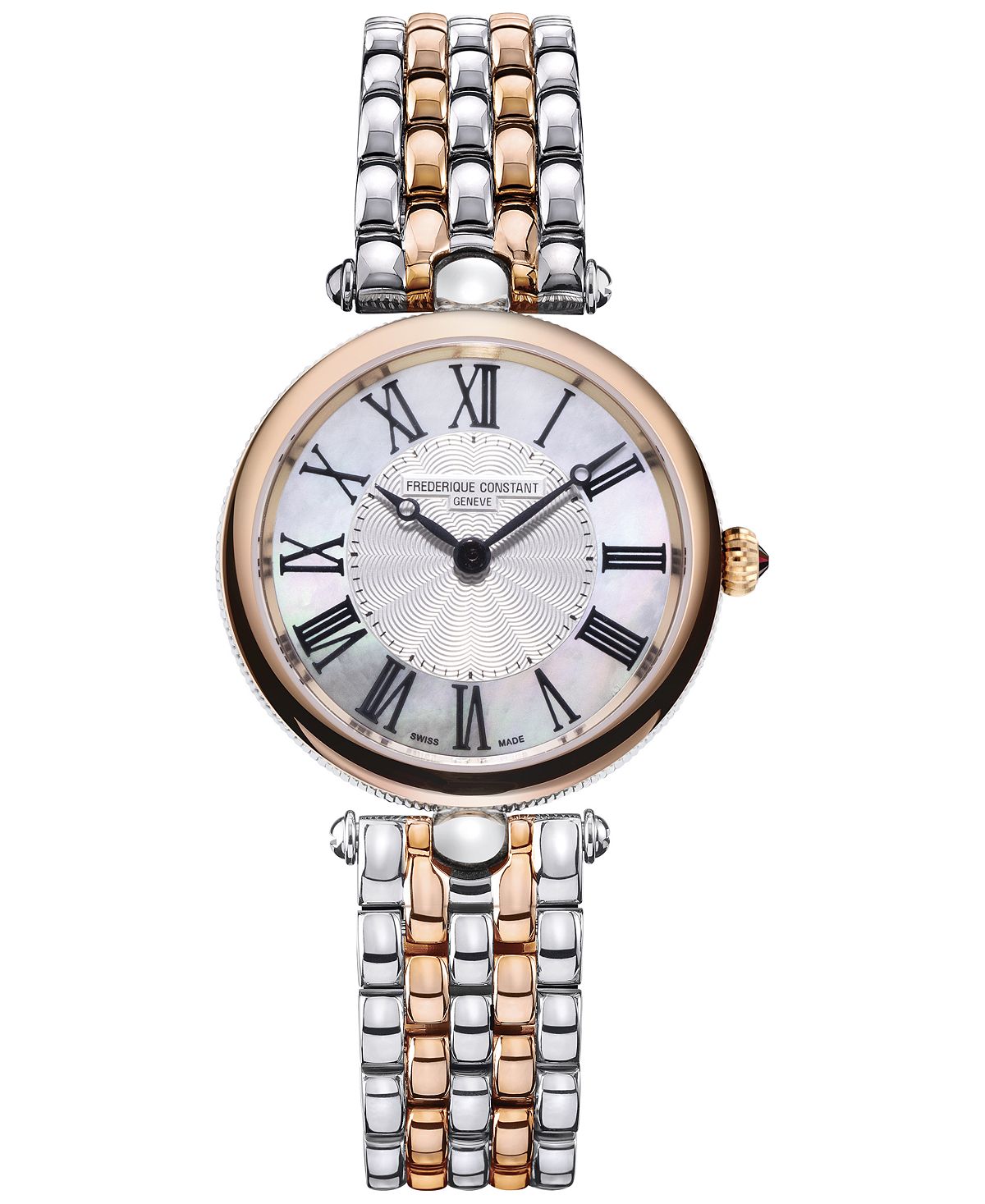 цена Женские швейцарские двухцветные часы-браслет из нержавеющей стали в стиле ар-деко, 30 мм Frederique Constant