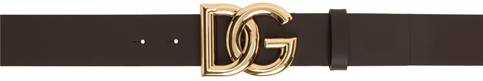 

Коричневый кожаный ремень с логотипом DG Dolce&Gabbana