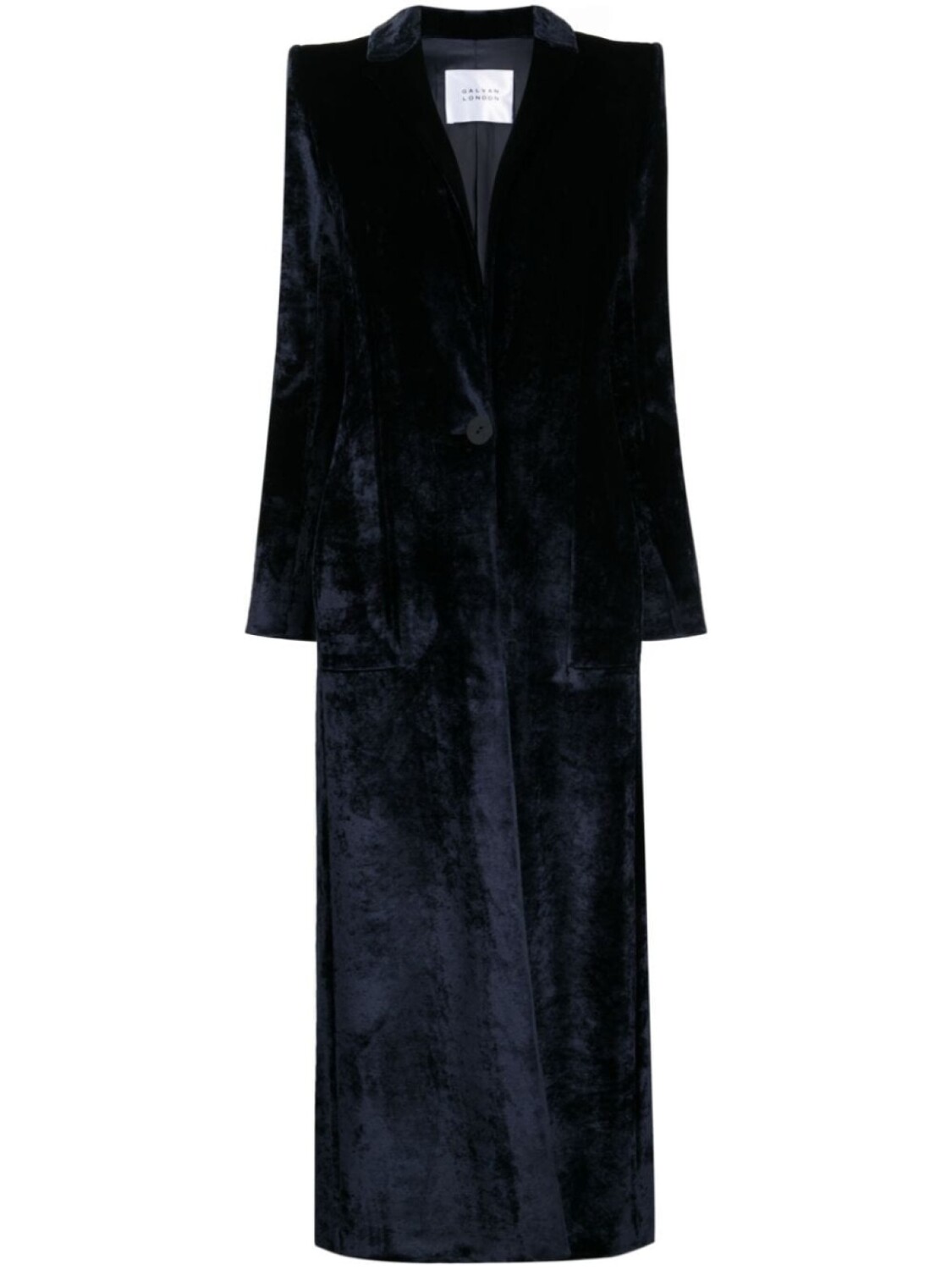 

Однобортное бархатное пальто Sculpted Galvan London, синий