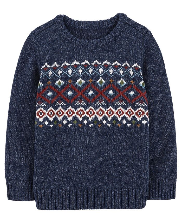 цена Хлопковый свитер с жаккардовым узором для маленьких мальчиков Carter's, мультиколор
