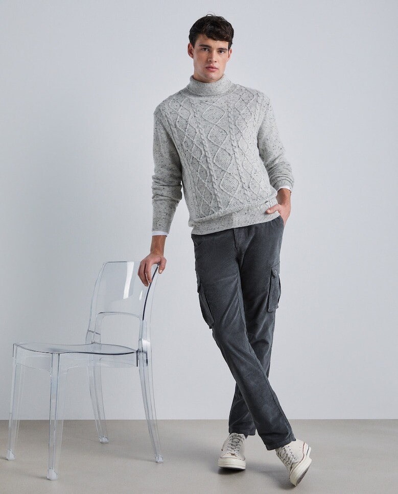 

Мужские узкие вельветовые брюки с множеством карманов Easy Wear, серый