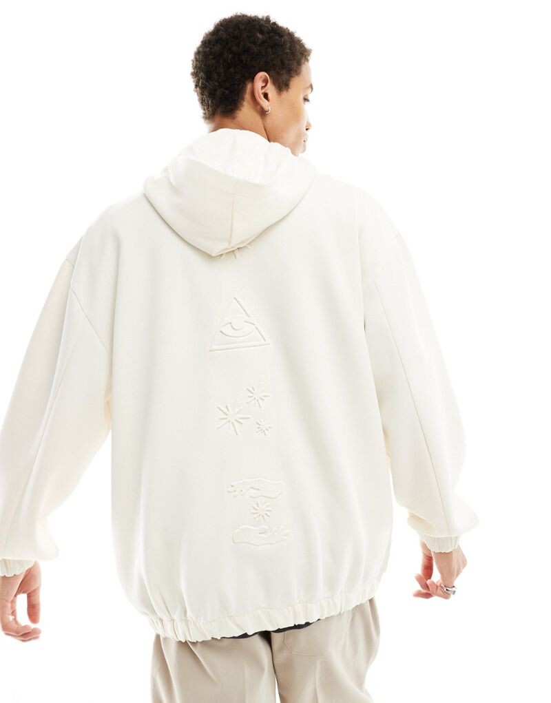 Худи оверсайз ASOS DESIGN из водолазной ткани кремового цвета с астрологическим принтом