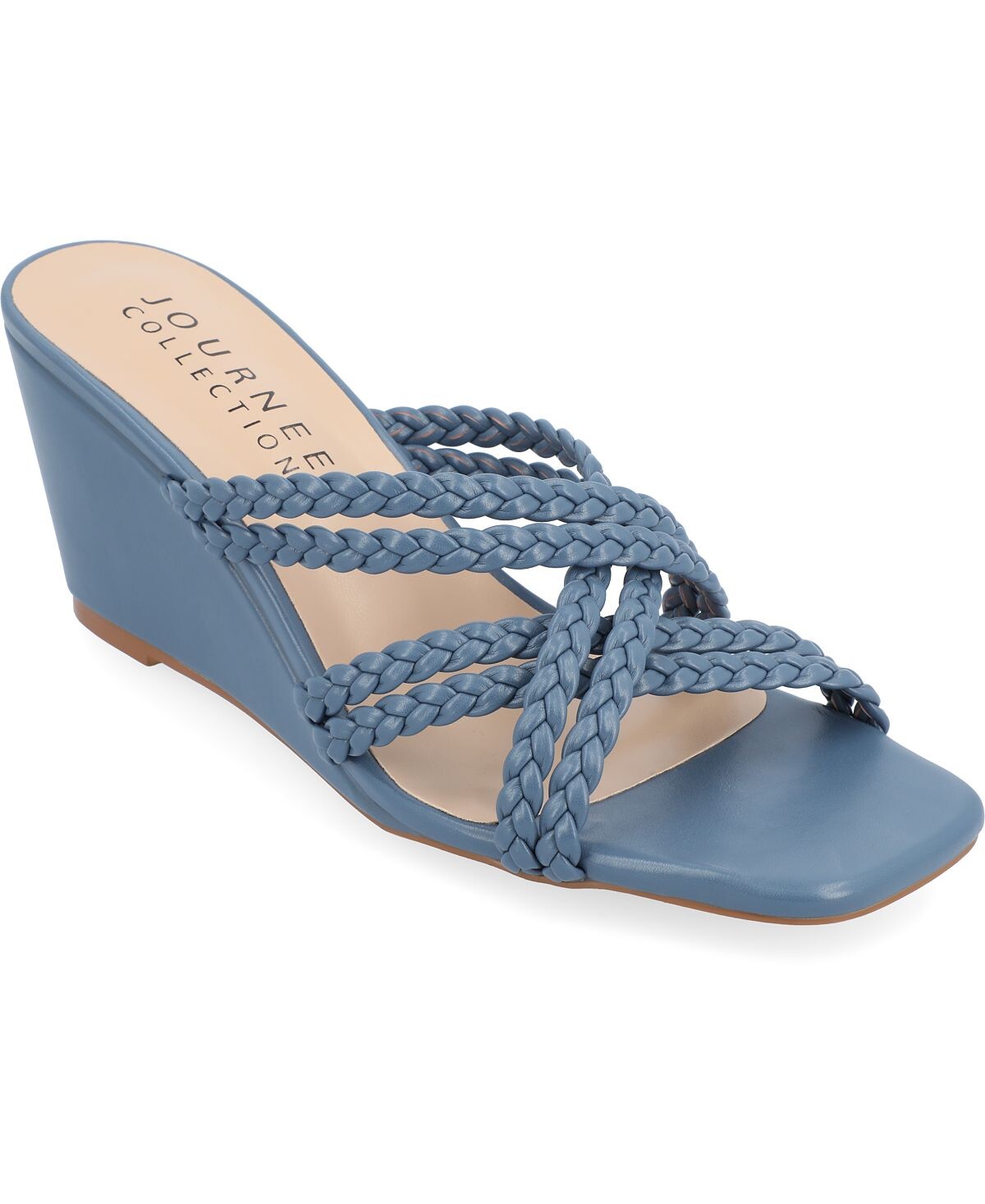

Женские плетеные босоножки на танкетке Baylen Journee Collection, синий